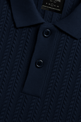 Cotton Cable Knit Polo - Yale Blue